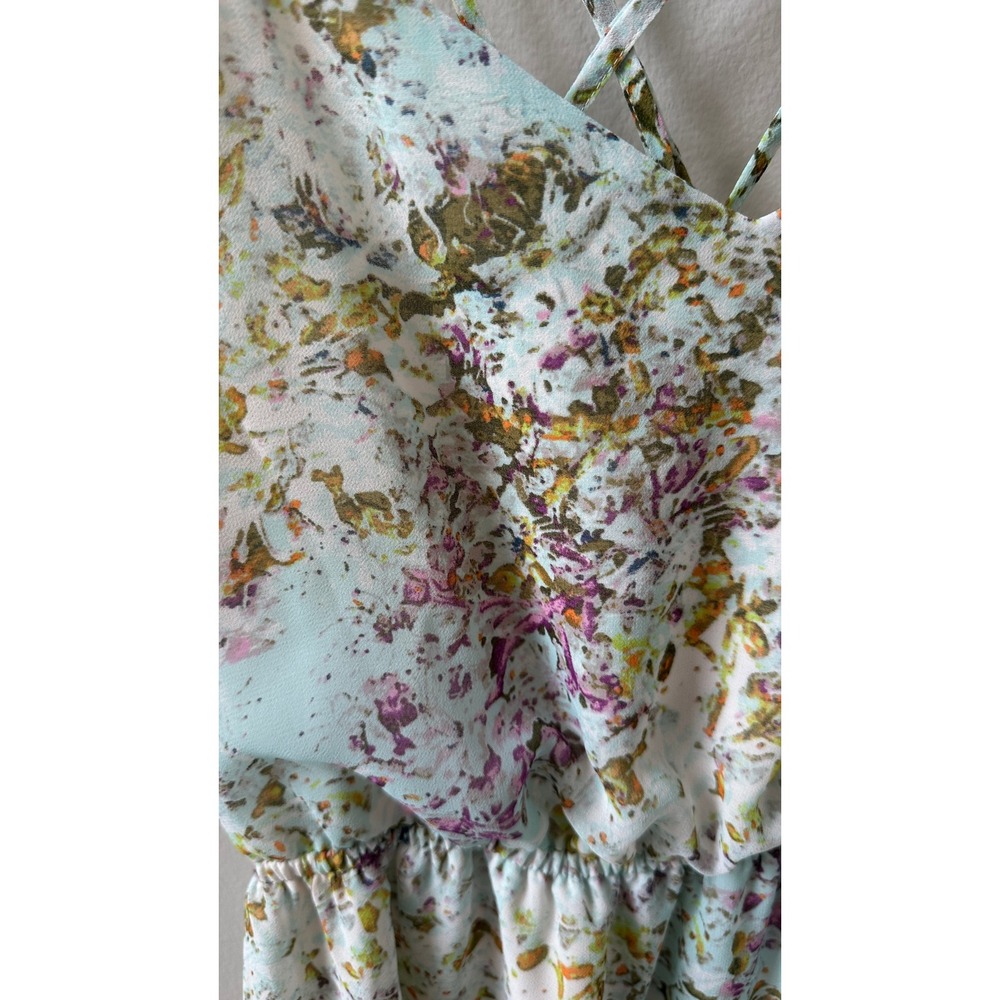 BCBGeneration Abstract Floral Midi Dress Blue Multi High Low XS - Picture 4 of 5